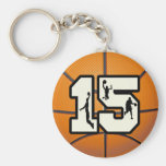 Number 15 Basketball and Players Key Chain