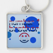Number 1 Brother in American Flag Colours Key Chains