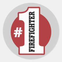 Number 1 Firefighter Round Stickers