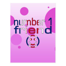 Number 1 Friend in British Flag Colours for Girls Postcards