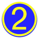 number 1 in a circle, blue background stickers