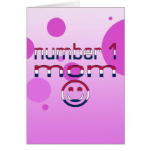 Number 1 Mom in American Flag Colours Greeting Card