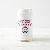 Number 1 Mom in American Flag Colours Coffee Mug
