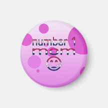 Number 1 Mom in American Flag Colours Fridge Magnet