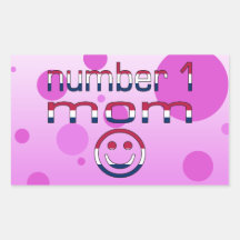 Number 1 Mom in American Flag Colours Rectangular Stickers