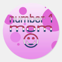 Number 1 Mom in American Flag Colours Stickers