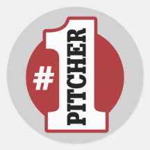 Number 1 Pitcher Round Sticker