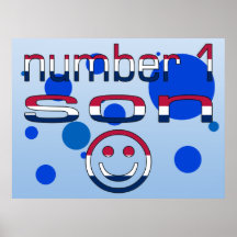 Number 1 Son in American Flag Colours Posters