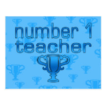 Number 1 Teacher in Blue Post Cards