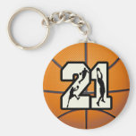 Number 21 Basketball Keychains