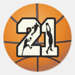 Number 21 Basketball Stickers