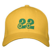 Number 22 South Africa yellow & green soccer cap Embroidered Hat