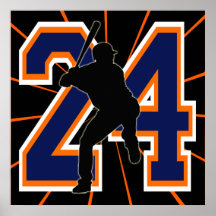 NUMBER 24 BASEBALL PLAYER POSTER