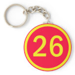 number 26 in a circle key chains