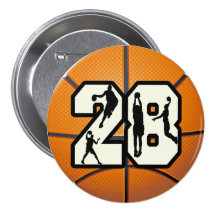 Number 28 Basketball Pinback Button