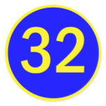 number 32 in a circle stickers