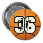 Number 36 Basketball Pinback Buttons