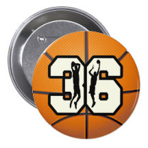 Number 36 Basketball Pinback Buttons