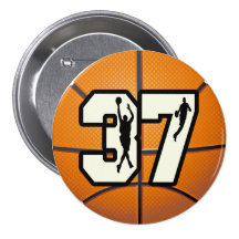 Number 37 Basketball Pinback Button