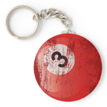 NUMBER 3 BILLIARDS BALL - ERODED AND AGED STYLE KEYCHAIN