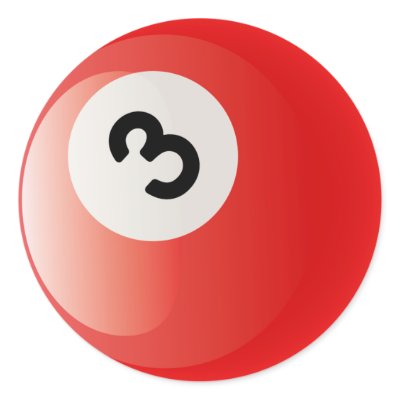 NUMBER 3 BILLIARDS BALL STICKERS by dgpaulart