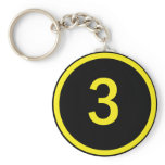number 3 in a circle keychains