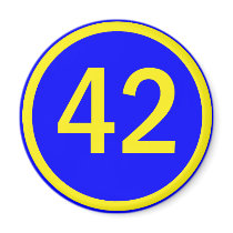 number, 42, in a circle fridge magnet