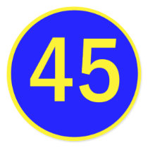 number 45  in a circle round stickers