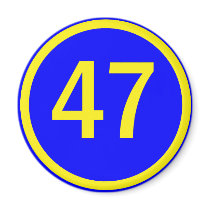 number, 47, in a circle fridge magnet