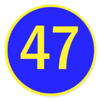number 47  in a circle sticker