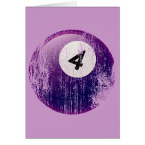 NUMBER 4 BILLIARDS BALL - ERODED AND AGED STYLE CARDS