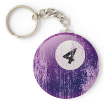 NUMBER 4 BILLIARDS BALL - ERODED AND AGED STYLE KEY CHAINS
