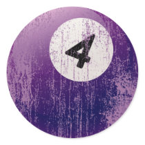 NUMBER 4 BILLIARDS BALL - ERODED AND AGED STYLE STICKER