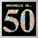 Number 50 50th balloons Birthday Party Decoration posters