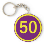 number, 50, in a circle keychains