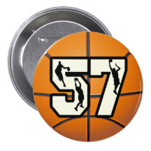 Number 57 Basketball Pinback Button