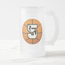 Number 5 Basketball and Players Coffee Mug