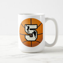 Number 5 Basketball and Players Mug