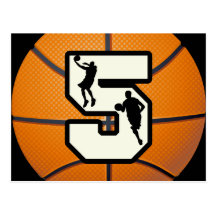 Number 5 Basketball and Players Postcards