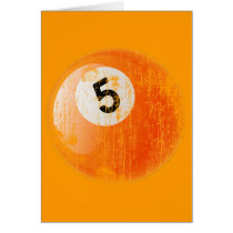 NUMBER 5 BILLIARDS BALL - ERODED AND AGED STYLE CARDS
