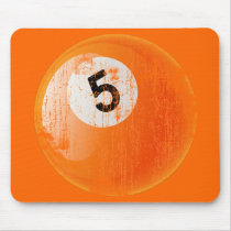 NUMBER 5 BILLIARDS BALL - ERODED AND AGED STYLE MOUSEPADS