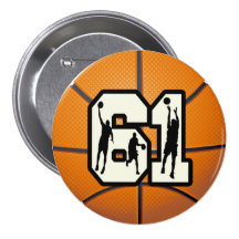 Number 61 Basketball Button
