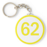number, 62, in a circle keychains