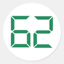 Number – 62 round sticker