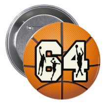 Number 64 Basketball Buttons