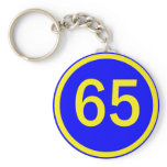 number, 65, in a circle key chain