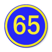 number, 65, in a circle refrigerator magnets