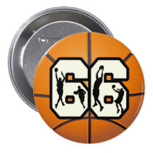 Number 66 Basketball Button