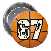 Number 67 Basketball Buttons