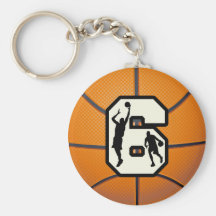 Number 6 Basketball and Players Keychain